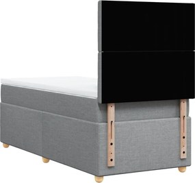 vidaXL Κρεβάτι Boxspring με Στρώμα Ανοιχτό Γκρι 80x200 εκ. Υφασμάτινο