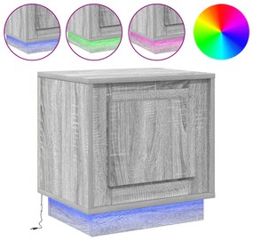 vidaXL Κομοδίνο με LED Φώτα Γκρι Σονομά 44x34,5x45 εκ.
