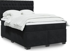 vidaXL Κρεβάτι Boxspring με Στρώμα Μαύρο 140x190 εκ. Βελούδινο