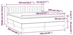 vidaXL Κρεβάτι Boxspring με Στρώμα Κρεμ 160x200 εκ. Υφασμάτινο