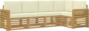 vidaXL Σειρά Καναπέ Εξωτερικού 5 pcs Λευκό και Κρεμ