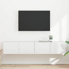 vidaXL Ντουλάπι Τηλεόρασης Τοίχου Επιτοίχιο 2 pcs Λαμπερό Λευκό