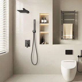 VEVOR Shower Faucet Set 8&quot; Square Rain Shower Head and Hand Set Matte Black