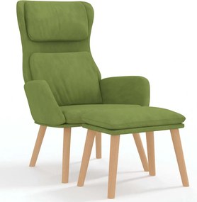 vidaXL Πολυθρόνα Relax Ανοιχτό Πράσινο Βελούδινη με Σκαμπό