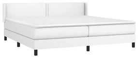 vidaXL Κρεβάτι Boxspring με Στρώμα Λευκό 200x200 εκ. Συνθετικό Δέρμα