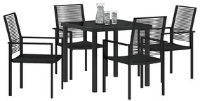 vidaXL Σέτ φαγητού για κήπο 5 pcs Μαύρο PVC ρατάν