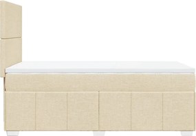 vidaXL Κρεβάτι Boxspring με Στρώμα Κρεμ 90x200 εκ.Υφασμάτινο