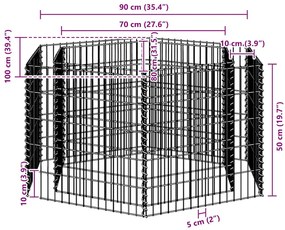 vidaXL Συρματοκιβώτιο - Γλάστρα Υπερυψωμένη Εξάγωνη 100 x 90 x 50 εκ.