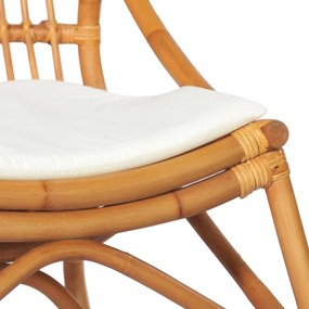 Καρέκλα Ανοιχτό Καφέ από Ρατάν και Λινό Ύφασμα - Λευκό