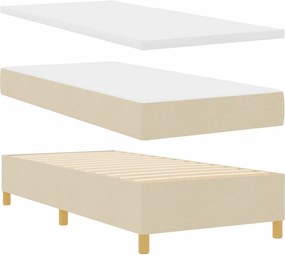 vidaXL LED Κρεβάτι με βάθρο με κεφαλάρι Κρεμ 90 x 190 cm ύφασμα