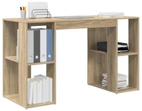 vidaXL Γραφείο με Αποθήκευση με ράφι Sonoma Δρυς 130 x 50.5 x 75 εκ.