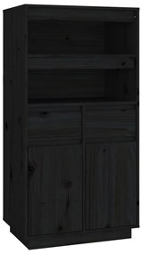 vidaXL Ντουλάπι Ψηλό Μαύρο 60x40x116,5 εκ. από Μασίφ Ξύλο Πεύκου