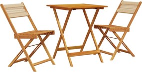 vidaXL Σετ Επίπλων Bistro 3 τεμ. Μπεζ Πολυπροπυλένιο/Μασίφ Ξύλο