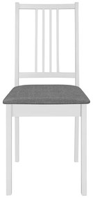 vidaXL Καρέκλες Τραπεζαρίας με Μαξιλάρια 2 τεμ. Λευκές από Μασίφ Ξύλο