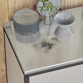 vidaXL Σετ Αποθήκευσης Κουζίνας με ράφι 2 pcs Ασημί 180 x 50 x 92 εκ.