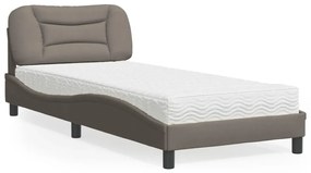 vidaXL Κρεβάτι με Στρώμα Taupe 90x200 εκ. Υφασμάτινο