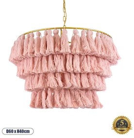 Boho Κρεμαστό Φωτιστικό Οροφής Μονόφωτο 02090 GloboStar-2090-Ροζ 2090