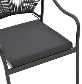 Καρέκλα - Πολυθρόνα Jerqui wicker rattan μαύρο-μεταλλικό μαύρο πόδι-μαύρο μαξιλάρι 60x64x78 εκ. 60x64x78 εκ.