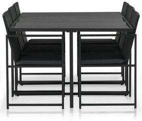 Σετ Τραπεζαρίας Εξ. Χώρου 7 τεμ. Μαύρο Συνθ. Ρατάν με Μαξιλάρια 44444