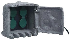 Πολύπριζο Κήπου 4 Υποδοχές Αντίσταση στο Νερό Γκρι Συνθ. Ρητίνη