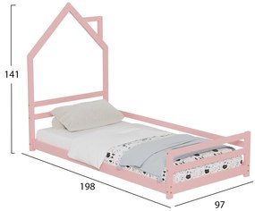 ΚΡΕΒΑΤΙ ΠΑΙΔΙΚΟ HOUSER HM676.06 τ.MONTESSORI ΞΥΛΟ ΠΕΥΚΟ ΡΟΖ- 190x90εκ
