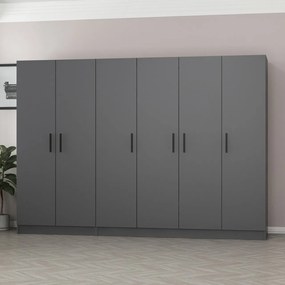 Εξαφυλλη Ντουλαπα Ανθρακι KALEO 52x270x190