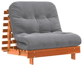 vidaXL Καναπές Κρεβάτι Futon με Στρώμα 80x206x11 εκ. Μασίφ Ξύλο Πεύκου