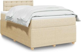 vidaXL Κρεβάτι Boxspring με Στρώμα Κρεμ 120x200 εκ. Υφασμάτινο