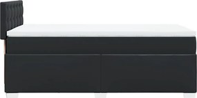 vidaXL Κρεβάτι Boxspring με Στρώμα Μαύρο 90x190εκ. από Συνθετικό Δέρμα