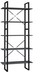 vidaXL Βιβλιοθήκη με 5 Ράφια Γκρι 80 x 30 x 175 εκ. από Επεξ. Ξύλο