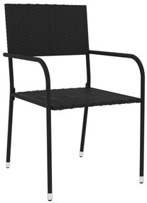 vidaXL Σετ Τραπεζαρίας Κήπου 3 Τεμαχίων Μαύρο από Συνθετικό Ρατάν