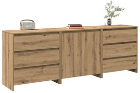 vidaXL Μπουφές 3 τεμαχίων Ξύλο Τεχνικής Δρυς