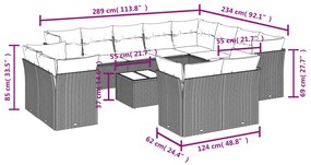 vidaXL Σετ Καναπέ Κήπου 13 τεμ. Καφέ από Συνθ. Ρατάν με Μαξιλάρια