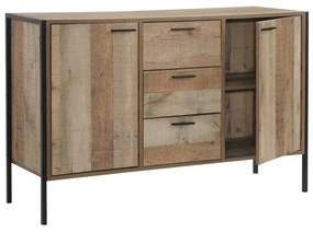 WOODWELL Ε8439,WPALLET-W Μπουφές Σαλονιού Τραπεζαρίας, Μέταλλο Βαφή Μαύρο - Antique Oak 124x40x80cm Ε8439,W