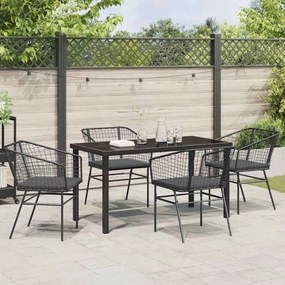 vidaXL Σέτ φαγητού για κήπο 5 pcs Μαύρο συνθετικό ρατάν