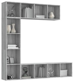 vidaXL Σετ Επίπλων Τηλ. / Βιβλιοθήκης 3Τεμ 180x30x180εκ Γκρι Sonoma