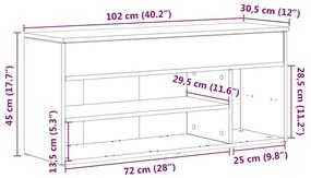 Πάγκος παπουτσιών Γκρι Sonoma 102x30,5x45cm Κατασκευασμένο ξύλο - Γκρι