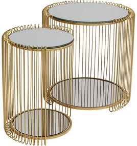 Τραπέζι Βοηθητικό  Wire Double Μεταλλικό Χρυσό (2/Set) 46*45*45εκ. - Χρυσό