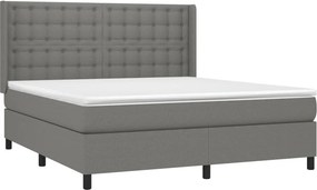vidaXL Κρεβάτι Boxspring με Στρώμα Σκούρο Γκρι 180x200 εκ Υφασμάτιν