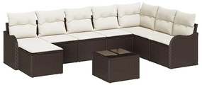 vidaXL Σετ Καναπέ Κήπου με μαξιλάρι 9 pcs Καφέ Πολυ ράταν
