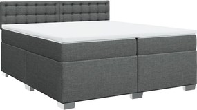 vidaXL Κρεβάτι Boxspring με Στρώμα Σκούρο Γκρι 200x200 εκ. Υφασμάτινο