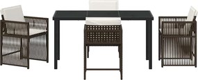 vidaXL Σέτ φαγητού για κήπο 5 pcs Καφέ συνθετικό ρατάν