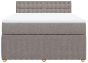 Κρεβάτι Boxspring με Στρώμα Taupe 160x200 εκ. Υφασμάτινο - Μπεζ-Γκρι