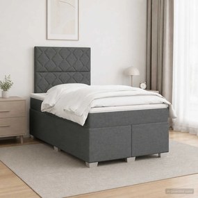 vidaXL Κρεβάτι box spring με στρώμα Σκούρο Γκρι 120 x 190 cm Ύφασμα