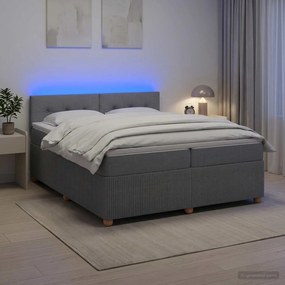 vidaXL Κρεβάτι box spring με στρώμα Ανοιχτό γκρι 200 x 200 cm Ύφασμα