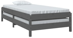 vidaXL Κρεβάτι Στοιβαζόμενο Γκρι 75x190 εκ. από Μασίφ Ξύλο Πεύκου