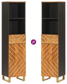 vidaXL Ντουλάπι Μπάνιου Καφέ/Μαύρο 38x33,5x160 εκ. Μασίφ Ξύλο Μάνγκο