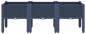 vidaXL Ζαρντινιέρα Κήπου με Πόδια Μπλε Γκρι 120x40x42 εκ. Πολυπροπυλένιο