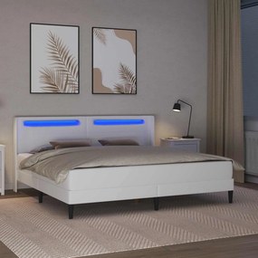 vidaXL Σκελετός κρεβατιού με στρώμα Λευκό 200 x 200 cm Τεχνητό Δέρμα