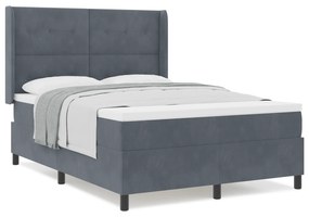 vidaXL Κρεβάτι Box Spring με Στρώμα  Σκούρο Γκρι 140x200 εκ. Βελούδο